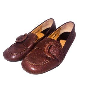 Born Leather Loafers Brown Buckle Slip-On Driving Shoes 9 Preppy Casual Comfort